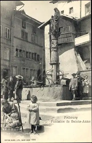 Ak Fribourg Freiburg Stadt Schweiz, Fontaine de Sainte Anne