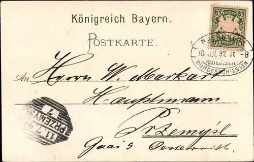 Litho Nürnberg in Mittelfranken, XII. Deutsches Bundesschießen 1897, Schießhalle