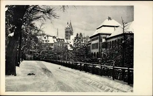 Ak Esslingen am Neckar, Straßenpartie im Winter, Neujahr