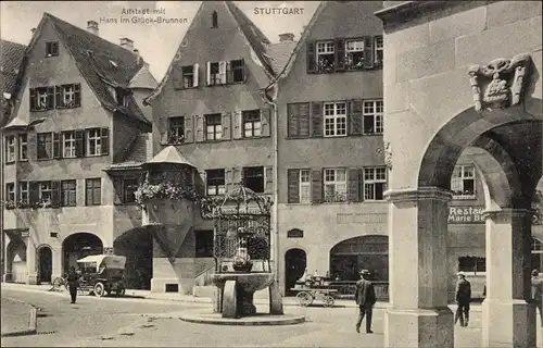 Ak Stuttgart in Württemberg, Altstadt mit Hans im Glück-Brunnen