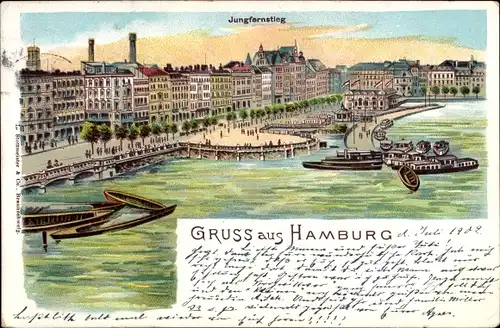 Litho Hamburg Mitte Neustadt, Jungfernstieg
