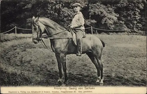Ak Kronprinz Georg von Sachsen auf einem Pferd