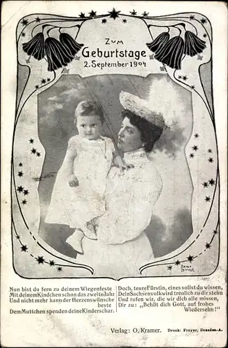 Passepartout Ak Prinzessin Luise von Österreich Toskana mit Prinzessin Anna Monika Pia