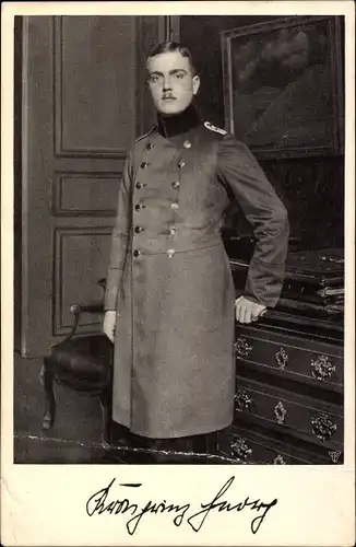 Ak Kronprinz Georg von Sachsen, Portrait, Roter Kreuz Tag 1914