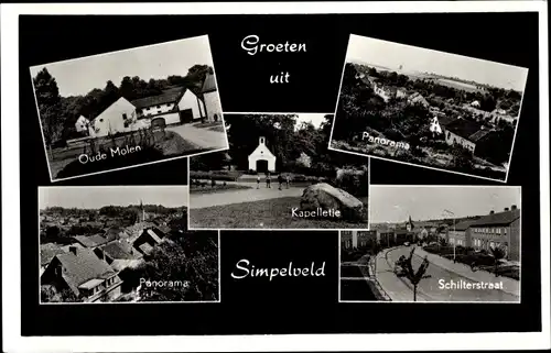 Ak Simpelveld Limburg Niederlande, Oude Molen, Panorama, Schilterstraat