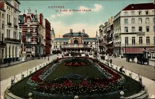 Ak Oostende Ostende Westflandern, Le Kursaal et l'Avenue Leopold