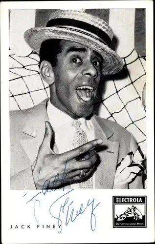 Ak Sänger Jack Finey, Portrait, Autogramm, Electrola-Schallplatten
