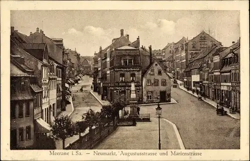 Ak Meerane in Sachsen, Neumarkt, Augustusstraße, Marienstraße