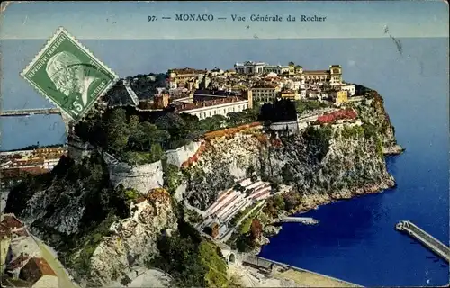 Ak Monaco, Vue Generale du Rocher