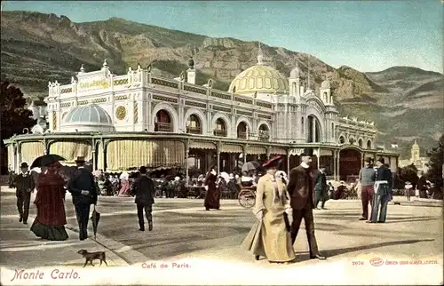 Ak Monte Carlo Monaco, Cafe de Paris, chien