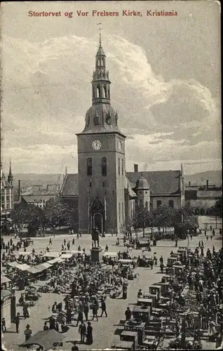 Ak Kristiania Christiania Oslo Norwegen, Stortorvet og Vor Freisers Kirke