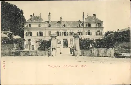 Ak Coppet Kanton Waadt, vue prise le chateau de Stael