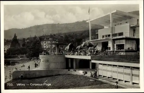 Ak Vevey Kanton Waadt, Corseaux Plage