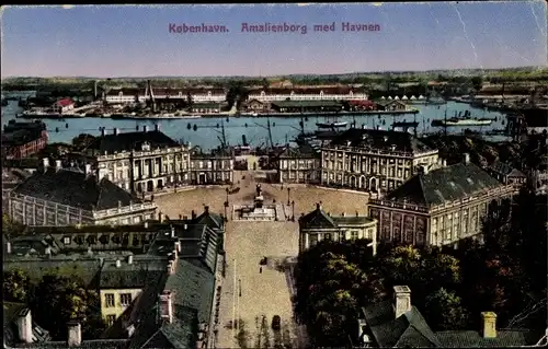 Ak København Kopenhagen Dänemark, Amalienborg med Havnen