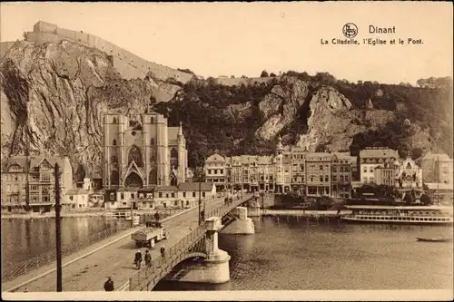 Ak Dinant Wallonien, La Citadelle, l'Eglise et le Pont