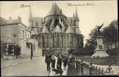 Ak Mons Wallonien Hennegau, Monument Doles, Kirche