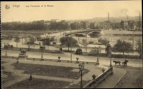 Ak Liege Lüttich Wallonien, Les Terrasses et la Meuse