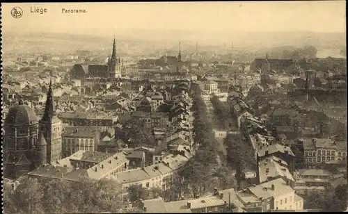Ak Liege Lüttich Wallonien, Panorama, Kirche