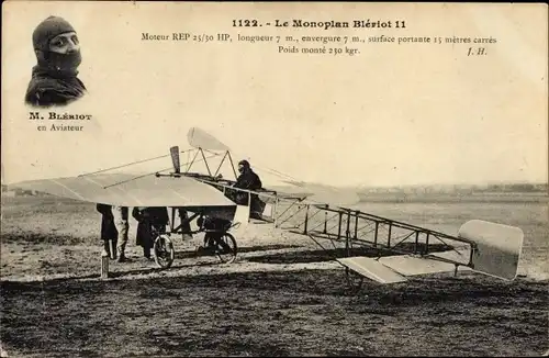 Ak Monoplan Blériot 11, Flugpionier