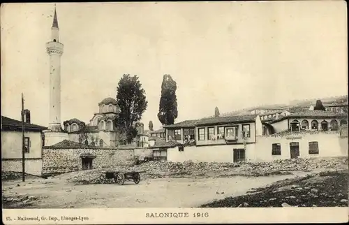 Ak Saloniki Thessaloniki Griechenland, Moschee, Teilansicht der Stadt