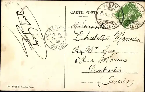 Ak Genève Genf Stadt, Blick in die Rue du Mont Blanc, Straßenbahn, Passanten