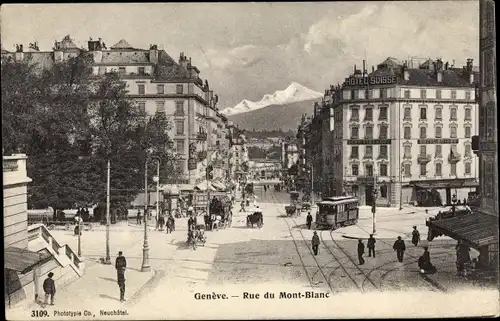 Ak Genève Genf Schweiz, Rue du Mont Blanc