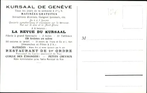 Ak Genève Genf Stadt, La Revue, Apotheose du dernier Acte, Kursaal, Saison 1910