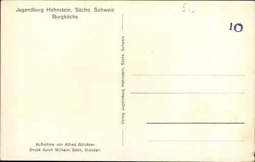 Ak Hohnstein Sächsische Schweiz, Jugendburg, Burgküche