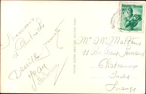 Ak Schwaz in Tirol, Durchblick zum Ort