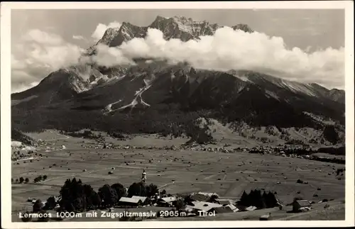 Ak Lermoos in Tirol, Panorama mit Zugspitzenmassiv