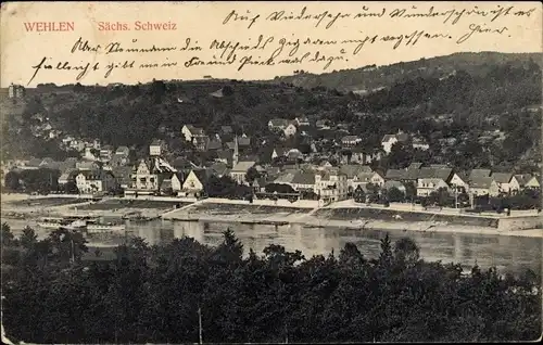 Ak Wehlen an der Elbe Sächsische Schweiz, Panorama vom Ort