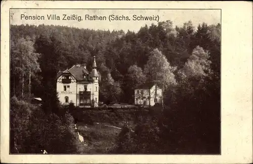 Ak Rathen an der Elbe Sächsische Schweiz, Pension Villa Zeißig