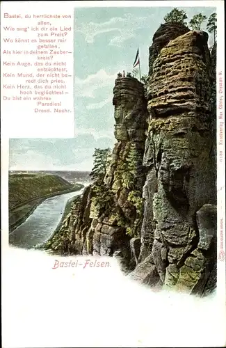 Ak Lohmen Sächsische Schweiz, Bastei-Felsen