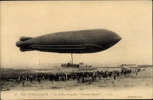 Ak Nos Dirigeables, Le Ballon dirigeable Clement Bayard, französisches Luftschiff