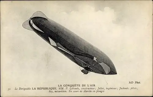 Ak La Conquete de l'Air, Dirigéable La République, Französisches Luftschiff