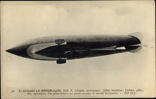 Ak Dirigéable La République, Französisches Luftschiff