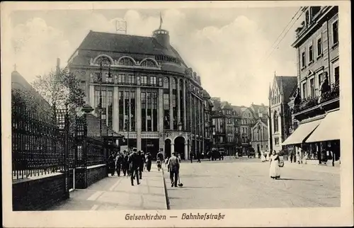 Ak Gelsenkirchen im Ruhrgebiet, Bahnhofstraße, Geschäfte