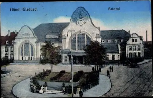 Ak Mönchengladbach am Niederrhein, Bahnhof, Straßenansicht