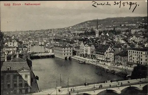 Ak Zürich Stadt Schweiz, Rathausquai