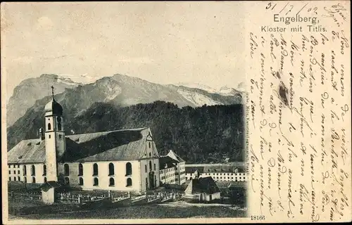Ak Engelberg Kanton Obwalden Schweiz, Kloster mit Titlis
