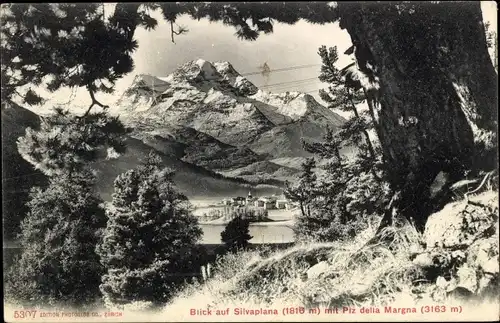 Ak Silvaplana Kt. Graubünden, Teilansicht mit Piz Margna