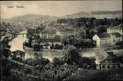 Ak Baden Kanton Aargau Schweiz, Gesamtansicht