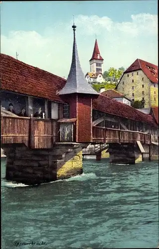 Ak Luzern Stadt Schweiz, Spreuerbrücke