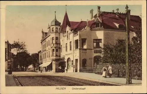 Ak Hilden im Rheinland, Unterstadt, Straßenpartie, Geschäfte