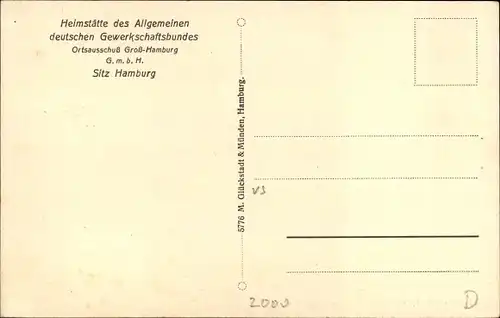 Ak Hamburg Hammerbrook, Heimstätte des Allgemeinen deutschen Gewerkschaftsbundes, Frühstückszimmer