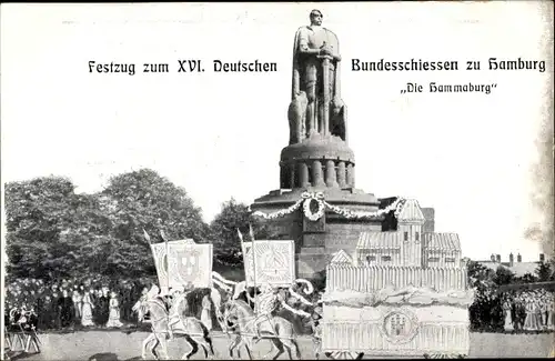 Ak Hamburg, Festzug zum XVI. Deutschen Bundeschiessen