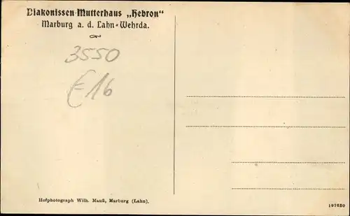 Ak Marburg an der Lahn, Diakonissen-Mutterhaus Hebron