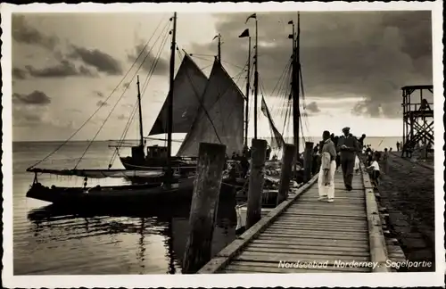 Ak Nordseebad Norderney Ostfriesland, Segelpartie
