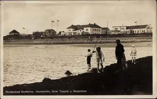 Ak Nordseebad Norderney Ostfriesland, Marienhöhe, Roter Teppich u. Kinderheim