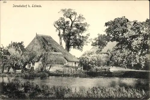 Ak Israelsdorf Sankt Gertrud Hansestadt Lübeck, Blick zum Haus, Teich